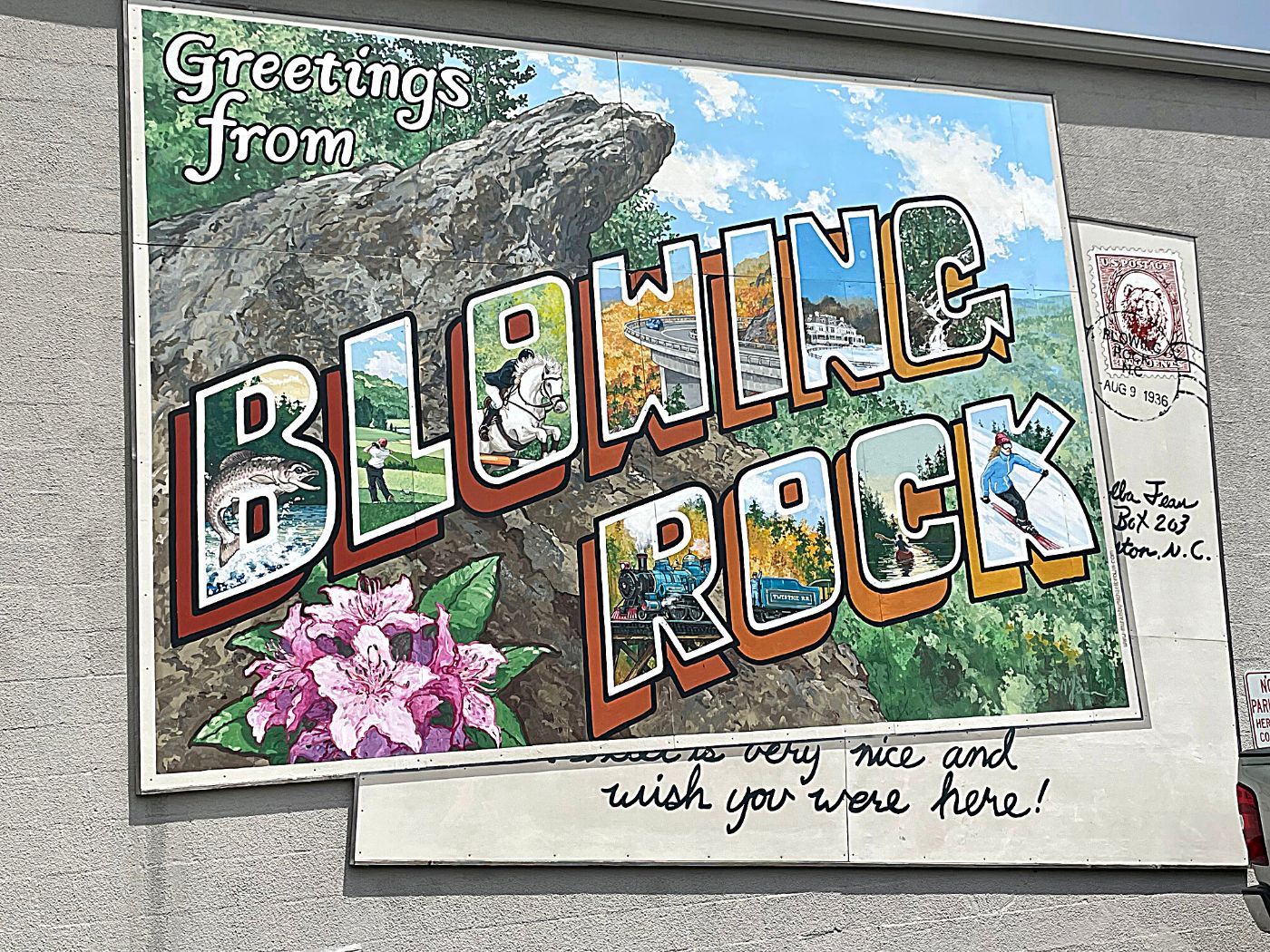 Blowing Rock Postcard Mural on Wallingford Street
