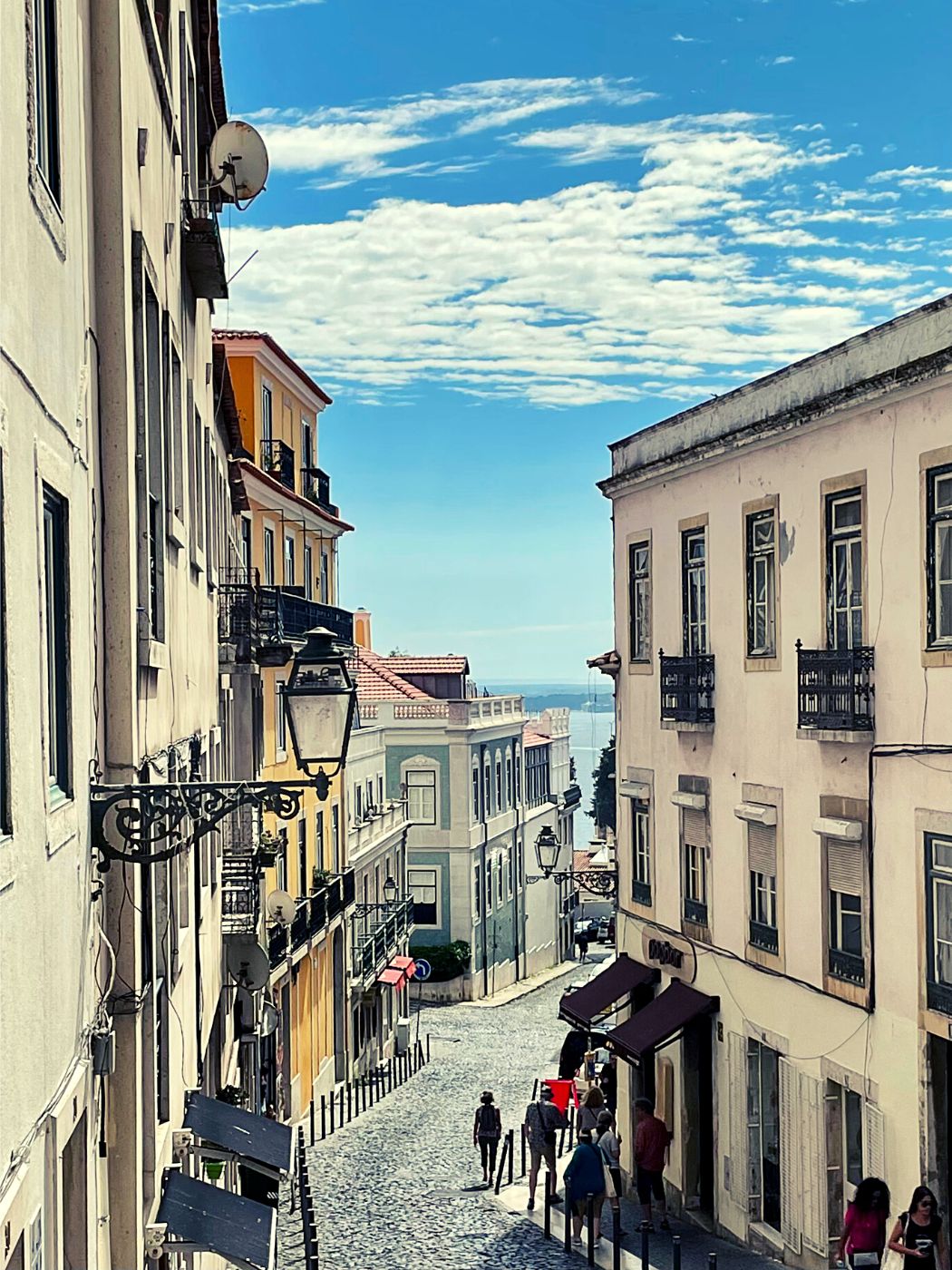 Alfama charming street to waterview Rua do chao da feira and Rua de Santa Cruz do Castelo Lisbon Portugal