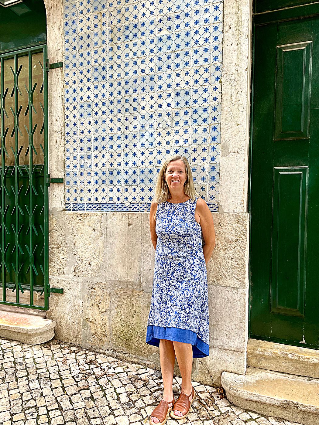 Alfama Blue and White Azulejos building facade Rua de Santa Cruz do Castelo Lisbon Portugal