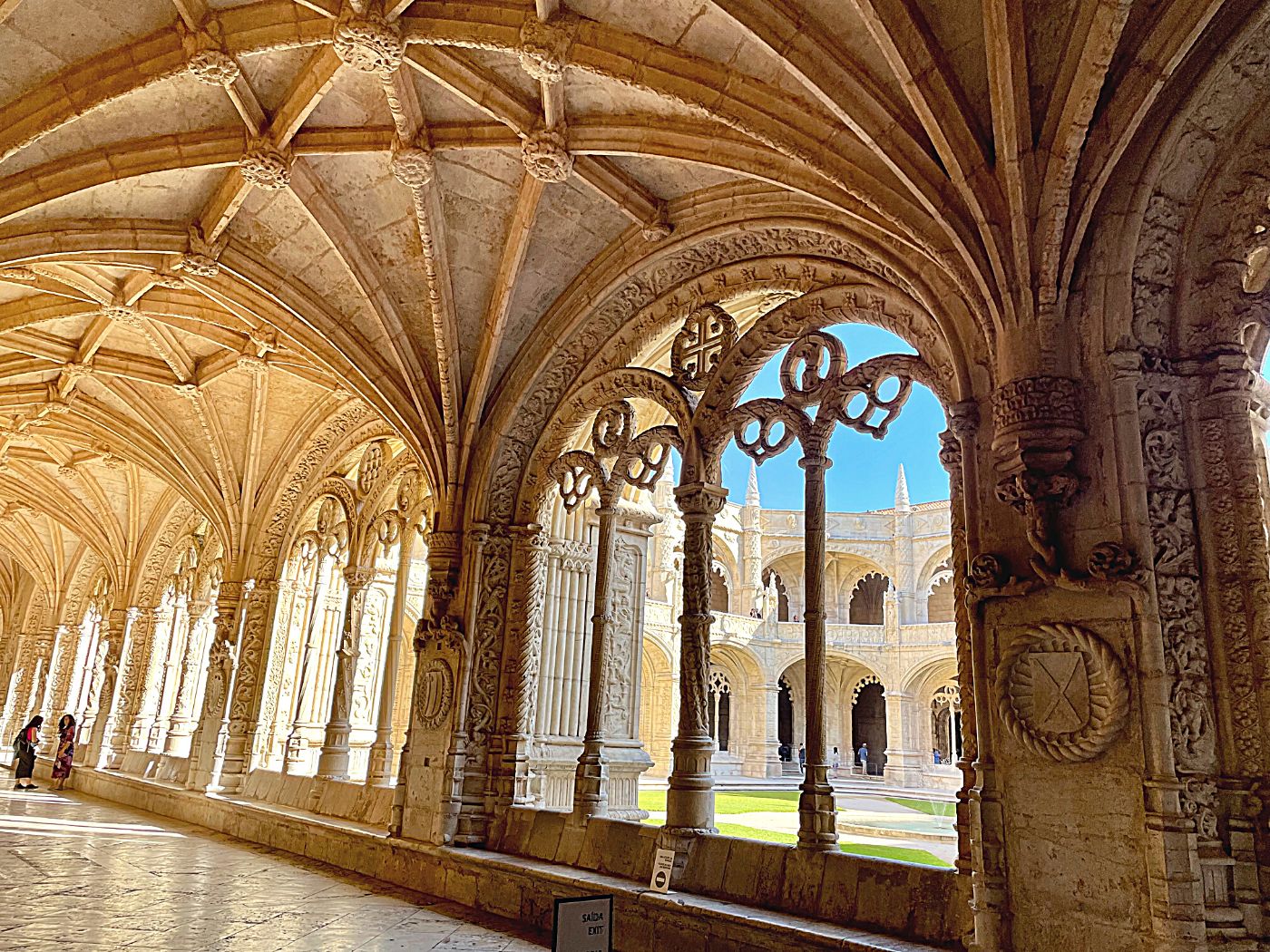 Jeronimos Monastery Cloisters, decorative arches and interior courtyard