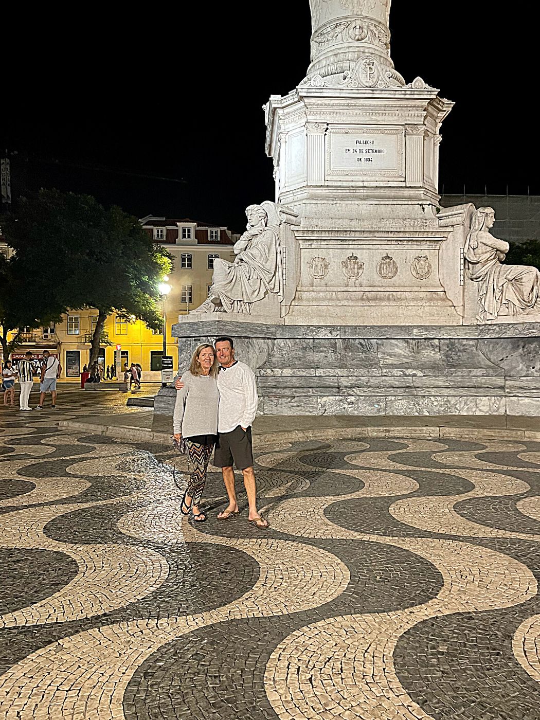Rossio Square at night Lisbon Portugal