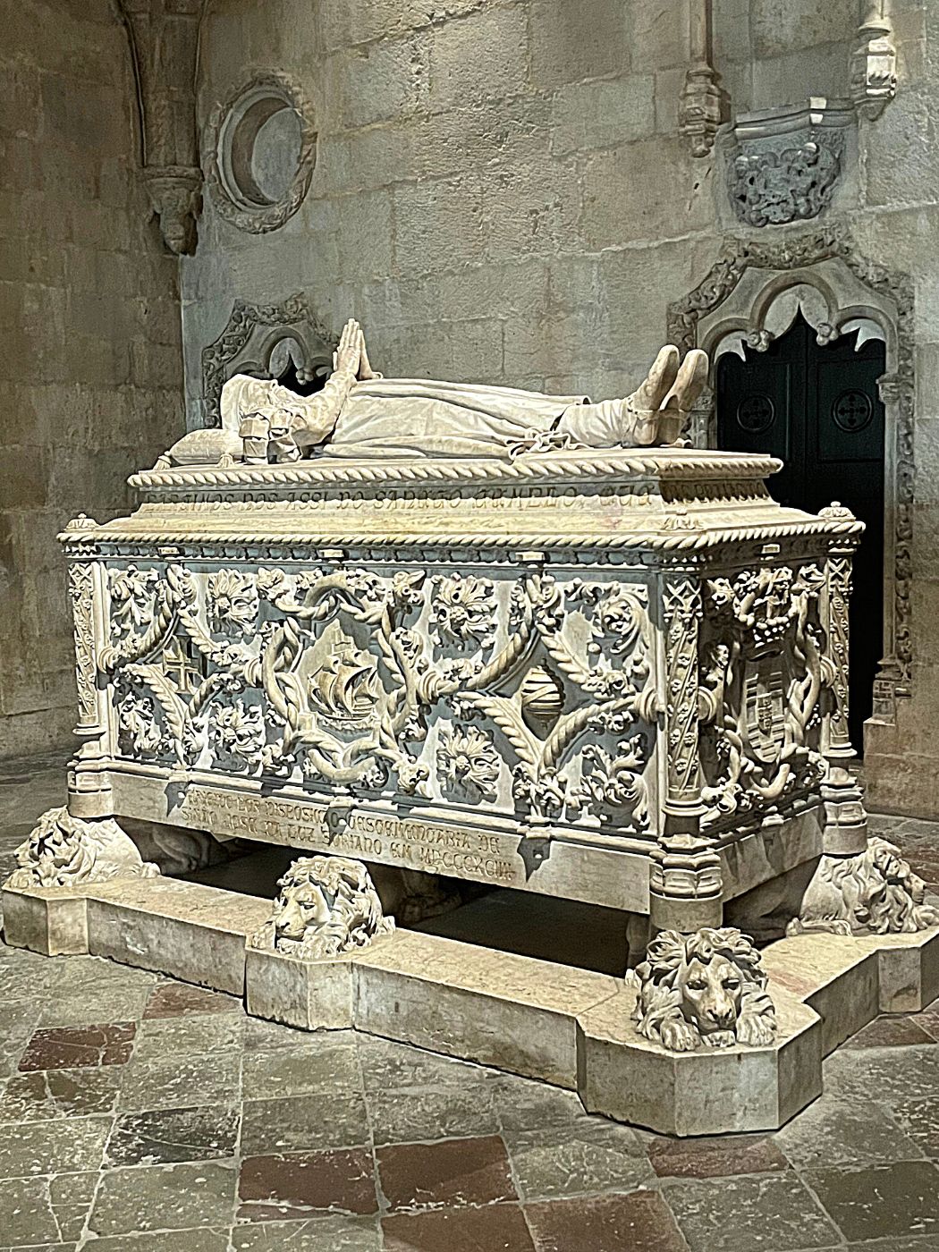 Vasco da Gama Tomb at Jeronimos Santa Maria de Belem Church Lisbon Portugal