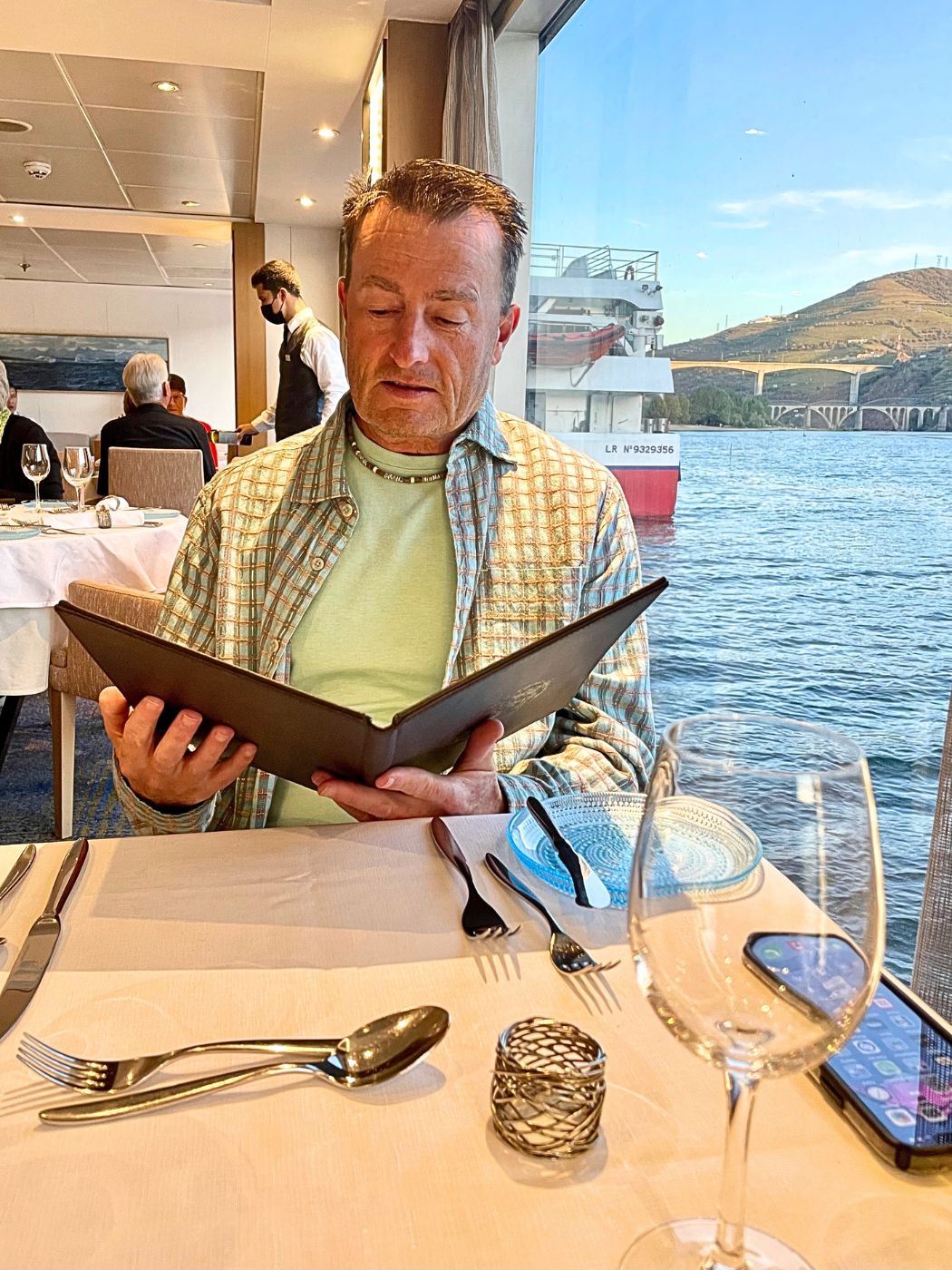 Reading Dinner Menu on the Viking Torgil Longship Douro River Portugal